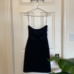 Strapless cocktail dress with fringe